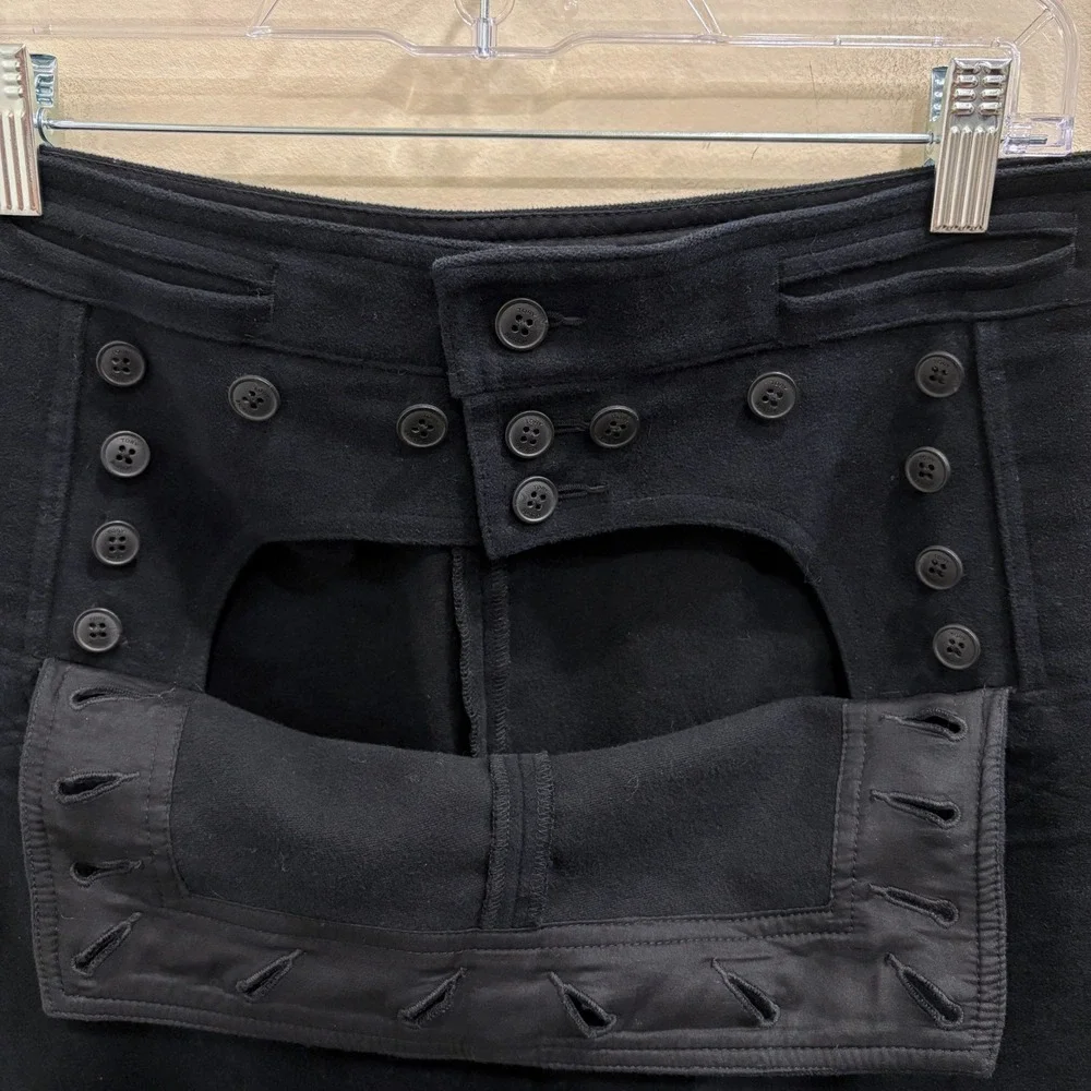 Tory Burch Black Moleskin Cotton Sailor Pants Wide Leg Cuffed 8 Minimal Preppy